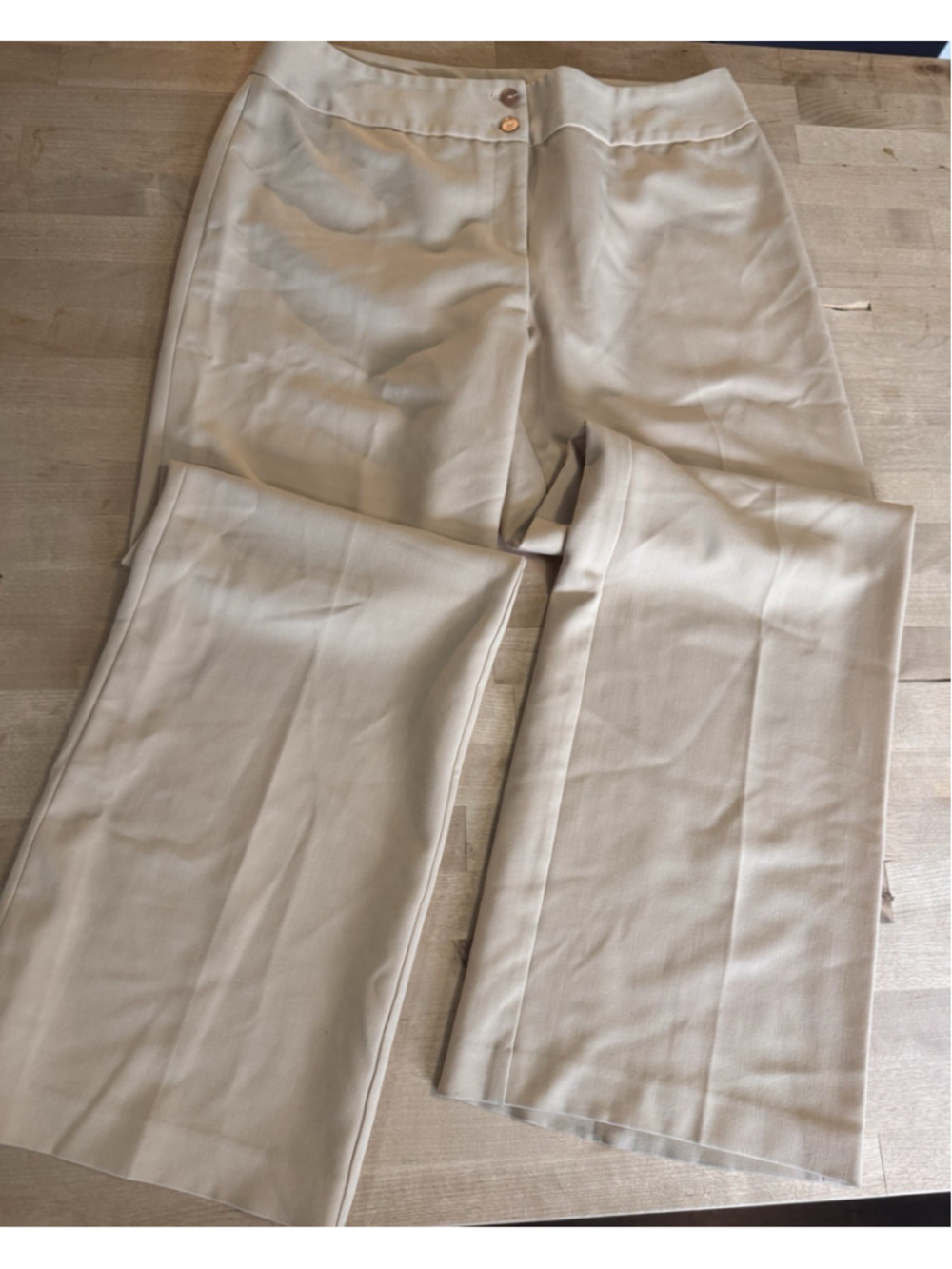 Oscar De La Renta Women's Tan Cream Wide-Leg Dress Trouser Pants Sz 16